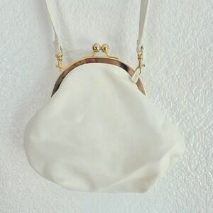 Laura Scott White Kiss Lock Evening Clutch Bag Small Shoulder Purse